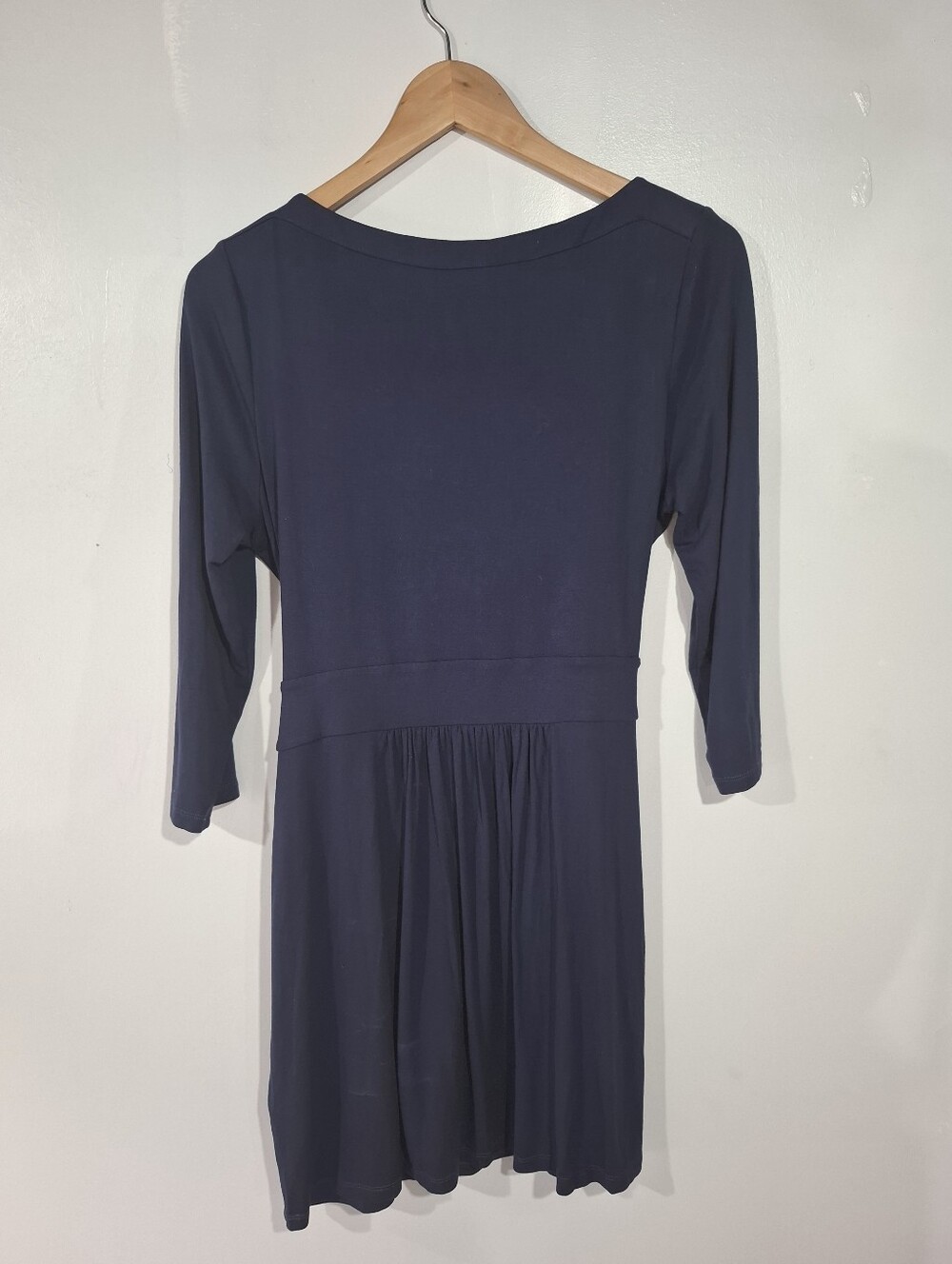 Boden Women’s Navy Sylvia Tie Jersey Knit 3/4 Sleeves Mini Tunic Dress soft 10P - Picture 5 of 11